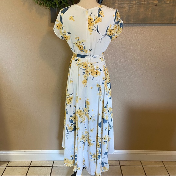 EUC Lulus French Countryside White and Yellow Floral Print High-Low Dress - Picture 4 of 14